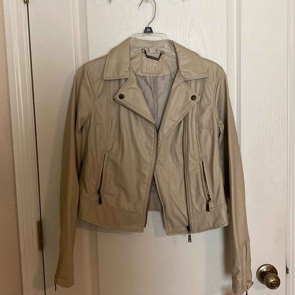 Cream color leather jacket